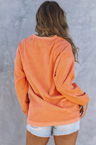 Ribbed Fall Sweatshirt - Orange