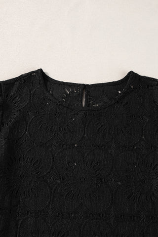 Jacquard Half Sleeve Top - Black