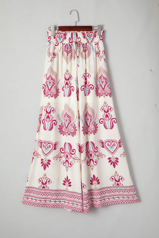 Desert Rose Boho Pants - White and Pink
