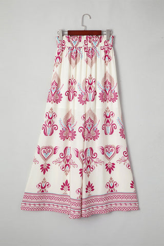 Desert Rose Boho Pants - White and Pink