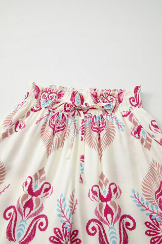 Desert Rose Boho Pants - White and Pink