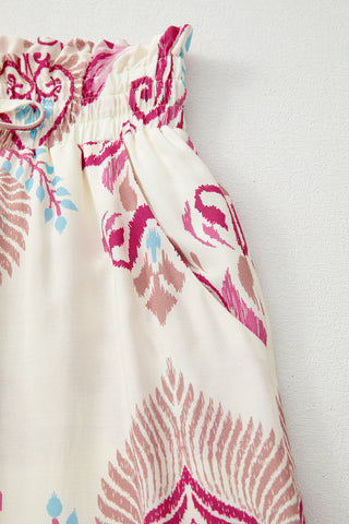 Desert Rose Boho Pants - White and Pink
