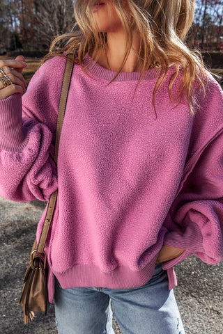 Fleece Sherpa Crew Neck - Pink