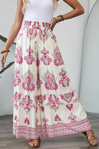 Desert Rose Boho Pants - White and Pink