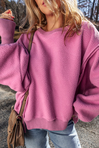 Fleece Sherpa Crew Neck - Pink