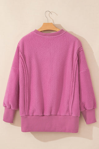 Fleece Sherpa Crew Neck - Pink