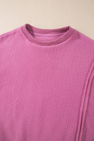 Fleece Sherpa Crew Neck - Pink