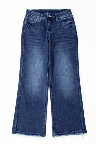 Frayed Bottom Cropped Jeans - Dark Wash - Ships by 9/5