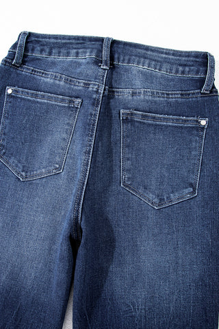Frayed Bottom Cropped Jeans - Dark Wash - Ships by 9/5