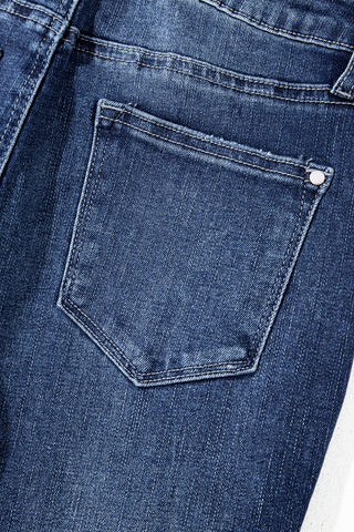 Frayed Bottom Cropped Jeans - Dark Wash - Ships by 9/5