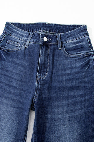 Frayed Bottom Cropped Jeans - Dark Wash - Ships by 9/5