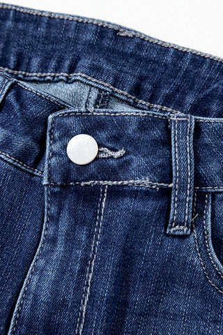 Frayed Bottom Cropped Jeans - Dark Wash - Ships by 9/5