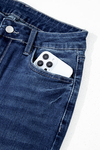 Frayed Bottom Cropped Jeans - Dark Wash - Ships by 9/5