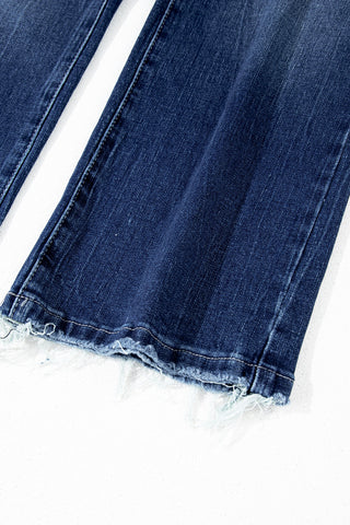 Frayed Bottom Cropped Jeans - Dark Wash - Ships by 9/5