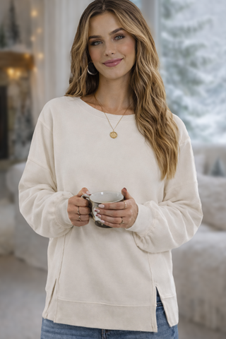 Ribbed Sweatshirt - Winter White