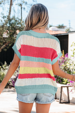 Colorful Short Sleeve Sweater