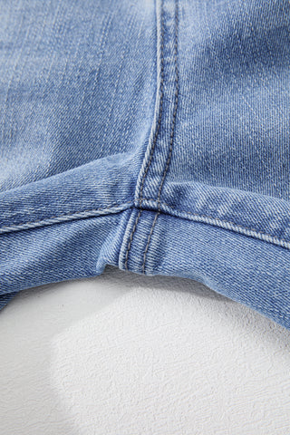 Frayed Bottom Cropped Jeans - Light Wash