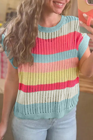 Colorful Short Sleeve Sweater