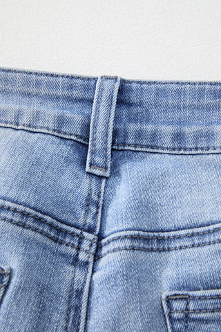 Frayed Bottom Cropped Jeans - Light Wash