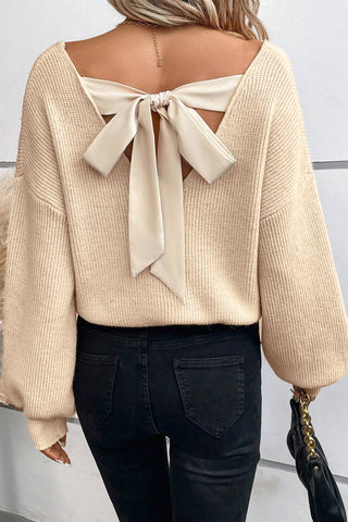 Bow Back Sweater - Apricot