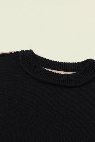 Bishop Sleeve Color Block Sweater - Black - Ships Friday