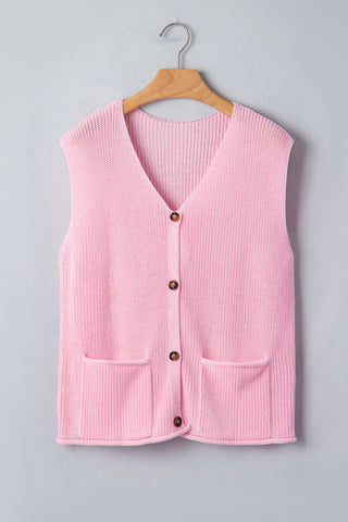 Button Up Sweater Tank - Pink