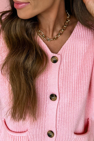 Button Up Sweater Tank - Pink