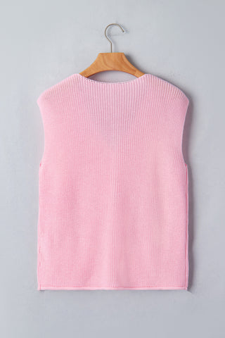 Button Up Sweater Tank - Pink