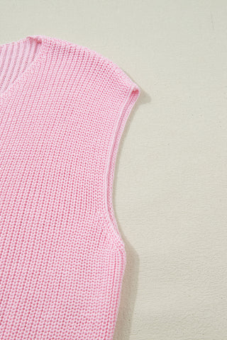 Button Up Sweater Tank - Pink