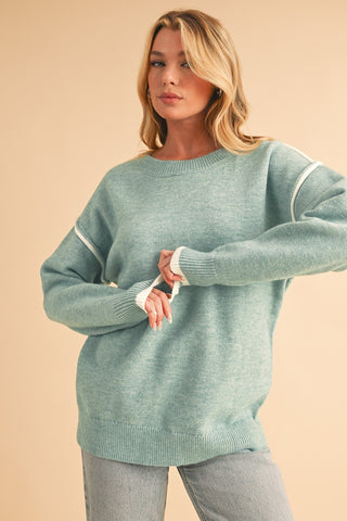 Side Seam Soft Sweater - Moonlit Jade