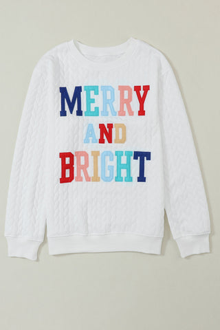 Quilted Merry and Bright Sweatshirt - White