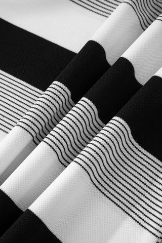 Cap Sleeve Striped Top - Black