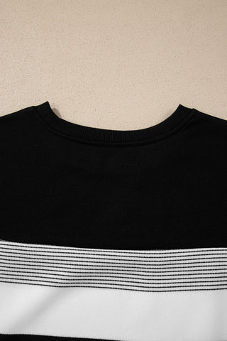 Cap Sleeve Striped Top - Black