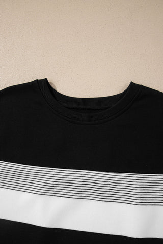 Cap Sleeve Striped Top - Black