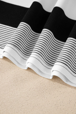 Cap Sleeve Striped Top - Black