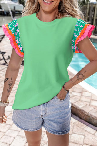 Summer Frills Top - Green - Ships 4/23