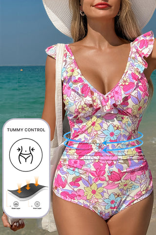 Tropical Blooms Tummy Control Swimsuit