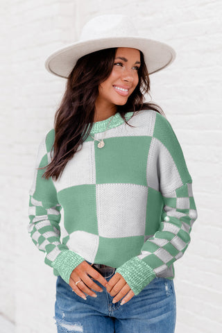 Checkered Sweater - Green