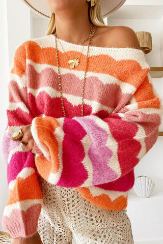 Candy Clouds Boatneck Sweater - Pink