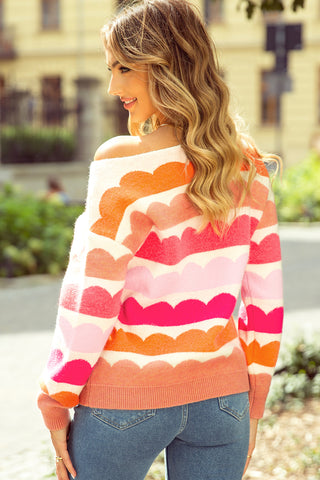 Candy Clouds Boatneck Sweater - Pink