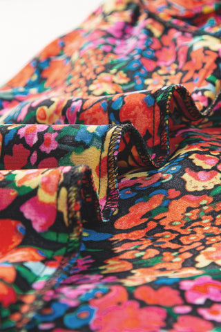 Colorful Floral Ruffle Sleeve Top