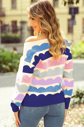 Candy Clouds Boatneck Sweater - Blue