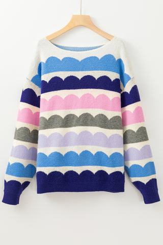 Candy Clouds Boatneck Sweater - Blue