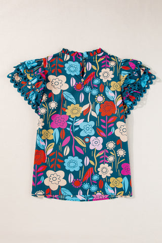 Night Garden Ruffle Sleeve Top
