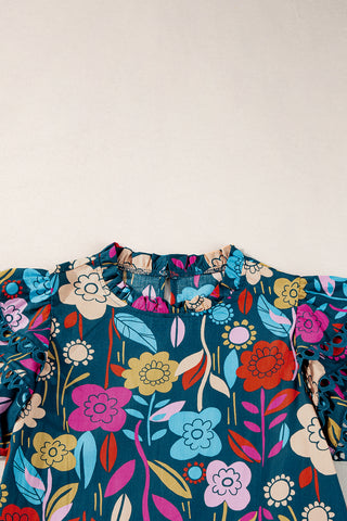 Night Garden Ruffle Sleeve Top
