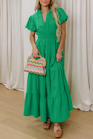 Summer Soirée Solid Dress - Green
