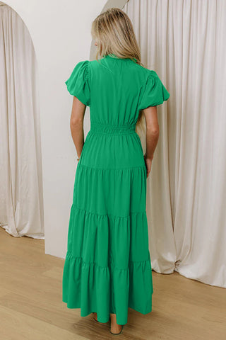 Summer Soirée Solid Dress - Green