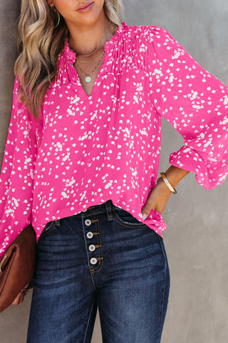White Speckled Blouse - Hot Pink