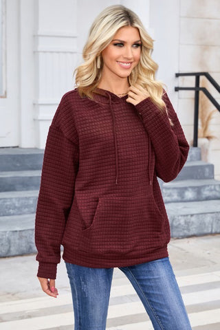 Quilted Hoodie - Burgundy
