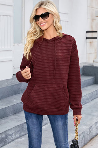 Quilted Hoodie - Burgundy